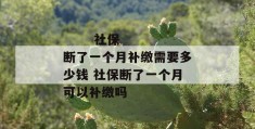 
       社保断了一个月补缴需要多少钱 社保断了一个月可以补缴吗
     