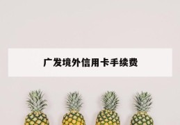 广发境外信用卡手续费