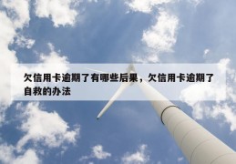 欠信用卡逾期了有哪些后果，欠信用卡逾期了自救的办法