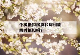 个税抵扣房贷和房租能同时抵扣吗？