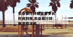 农业银行转账需要多长时间到账,农业银行转账流程详解