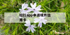 招行app申请境外信用卡