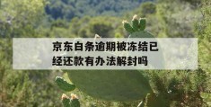 京东白条逾期被冻结已经还款有办法解封吗