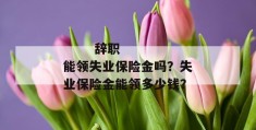 
       辞职能领失业保险金吗？失业保险金能领多少钱？
     