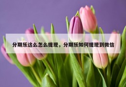 分期乐这么怎么提现，分期乐如何提现到微信