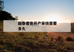 国泰君安开户审核需要多久