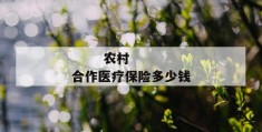 
       农村合作医疗保险多少钱
     