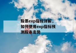 股票exp指标详解，如何使用exp指标预测股市走势