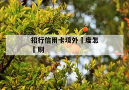 招行信用卡境外額度怎麼刷