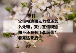 
       支付宝借呗逾期无力偿还怎么处理，支付宝借呗逾期不还会有什么后果?看完这些后
     