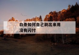 白条如何自己刷出来用没有闪付