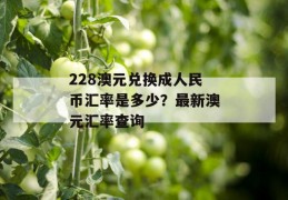 228澳元兑换成人民币汇率是多少？最新澳元汇率查询