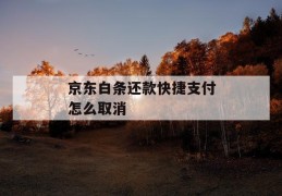 京东白条还款快捷支付怎么取消