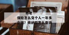 
       养老保险怎么交个人一年多少钱？缴纳后怎么查询？
     