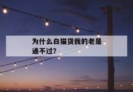 为什么白猫贷我的老是通不过？