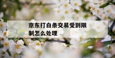 京东打白条交易受到限制怎么处理