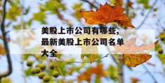 美股上市公司有哪些,最新美股上市公司名单大全