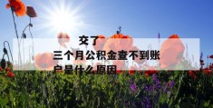 
       交了三个月公积金查不到账户是什么原因
     