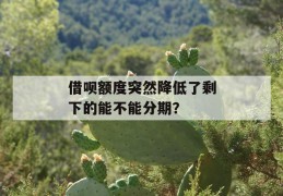 借呗额度突然降低了剩下的能不能分期？