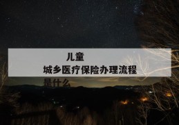 
       儿童城乡医疗保险办理流程是什么
     