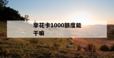 享花卡1000额度能干嘛