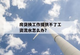 房贷换工作提供不了工资流水怎么办？