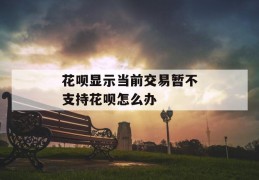 花呗显示当前交易暂不支持花呗怎么办