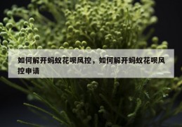 如何解开蚂蚁花呗风控，如何解开蚂蚁花呗风控申请