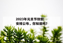 2023年元旦节放假安排公布，你知道吗？