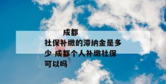 
       成都社保补缴的滞纳金是多少 成都个人补缴社保可以吗
     