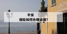 
       平安保险如何办理退保？
     