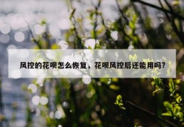 风控的花呗怎么恢复，花呗风控后还能用吗?