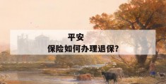 
       平安保险如何办理退保？
     