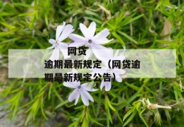 
       网贷逾期最新规定（网贷逾期最新规定公告）
     