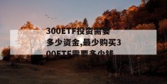 300etf投资需要多少资金,最少购买300etf需要多少钱