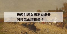 云闪付怎么绑定白条云闪付怎么绑白条卡