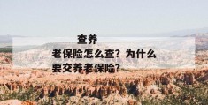 
       查养老保险怎么查？为什么要交养老保险？
     