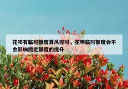 花呗有临时额度算风控吗，花呗临时额度会不会影响固定额度的提升