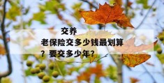 
       交养老保险交多少钱最划算？要交多少年？
     