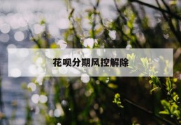 花呗分期风控解除，花呗分期风控解除方法