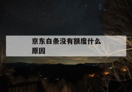 京东白条没有额度什么原因