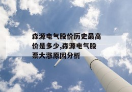 森源电气股价历史最高价是多少,森源电气股票大涨原因分析