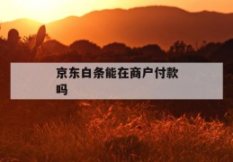 京东白条能在商户付款吗