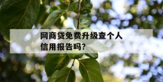 网商贷免费升级查个人信用报告吗？