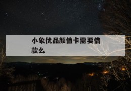 小象优品颜值卡需要借款么