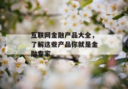 互联网金融产品大全，了解这些产品你就是金融专家