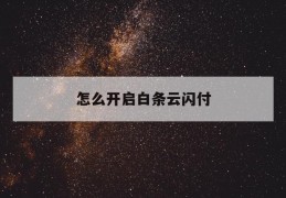 怎么开启白条云闪付