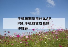 手机玩期货用什么app好,手机期货交易软件推荐