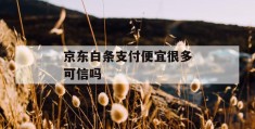 京东白条支付便宜很多可信吗