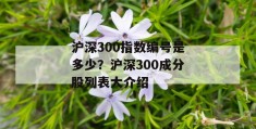 沪深300指数编号是多少？沪深300成分股列表大介绍